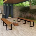 Ver imagem 3 de Mesa Retangular 190cm com 2 Bancos Pés de Ferro Industrial:nature