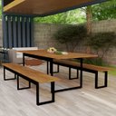 Ver imagem 1 de Mesa Retangular 190cm com 2 Bancos Pés de Ferro Industrial:nature