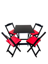 Ver imagem 1 de Conjunto Mesa Dobrável com 4 Cadeiras Preto Estofado Vermelho
