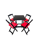 Ver imagem 1 de Conjunto Mesa Dobrável com 4 Cadeiras Preto Estofado Vermelho