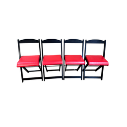 Conjunto Mesa Dobrável com 4 Cadeiras Preto Estofado Vermelho - 2