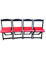 Ver imagem 2 de Conjunto Mesa Dobrável com 4 Cadeiras Preto Estofado Vermelho
