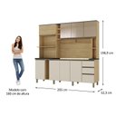 Ver imagem 3 de Cozinha 205cm MDF 15mm com Portas de Vidro Érica Bege/Amendoa/Off White