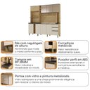 Ver imagem 5 de Cozinha 205cm MDF 15mm com Portas de Vidro Érica Bege/Amendoa/Off White