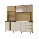 Ver imagem 2 de Cozinha 205cm MDF 15mm com Portas de Vidro Érica Bege/Amendoa/Off White