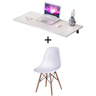 Kit Mesa de Parede Dobrável Suspensa Cadeira Sala Escritorio:branco/branco - 1