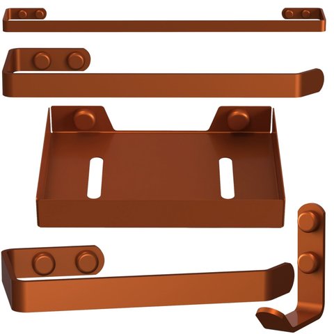 Kit de Acessórios para Banheiro 5 Peças Rose Gold Fs Plus