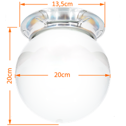 Plafon Colonial Chapa Branco Globo Incolor 10x20 Retrô - 2