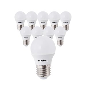 Kit 10 Lâmpadas LED Superled Ourolux 4W Bolinha G45 branco frio