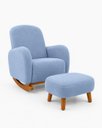 Ver imagem 2 de Poltrona Amamentação Orgânica Balanço e Puff Boucle:Azul Celeste