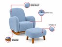 Ver imagem 4 de Poltrona Amamentação Orgânica Balanço e Puff Boucle:Azul Celeste