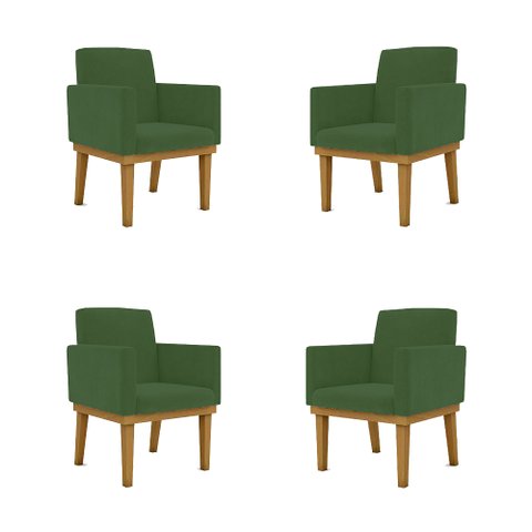 KIT 4 Poltronas Reforçadas Decorativa Penteadeira Maquiagem Cor:Verde