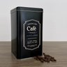 Lata de Café 600g Quadrada Preta em Metal Design Retrô - 1