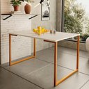 Ver imagem 1 de Mesa de Jantar Steel Estilo Industrial Pés de Aço 120x80cm Cobre/Off White