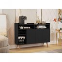 Ver imagem 3 de Buffet Mabel Markab Retrô 3 Portas MDP 119cm Preto Germai Móveis