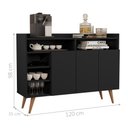 Ver imagem 2 de Buffet Mabel Markab Retrô 3 Portas MDP 119cm Preto Germai Móveis