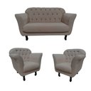 Ver imagem 3 de Kit Namoradeira + 2 Poltronas Decorativa Dália Bouclé Cinza Claro