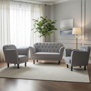 Ver imagem 1 de Kit Namoradeira + 2 Poltronas Decorativa Dália Bouclé Cinza Claro