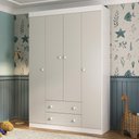 Ver imagem 1 de Guarda-roupa Infantil 122cm 4 Portas e 2 Gavetas Encanto Multimóveis Mp4448 Branco/off White
