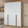 Guarda-roupa Solteiro Melbourne 4 Portas 2 Gavetas 100% Mdf Amêndoa Clean/branco - Panorama Móveis - 1