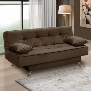 Sofá Cama 1,80m Flavia Suede Marrom Rover & Beato