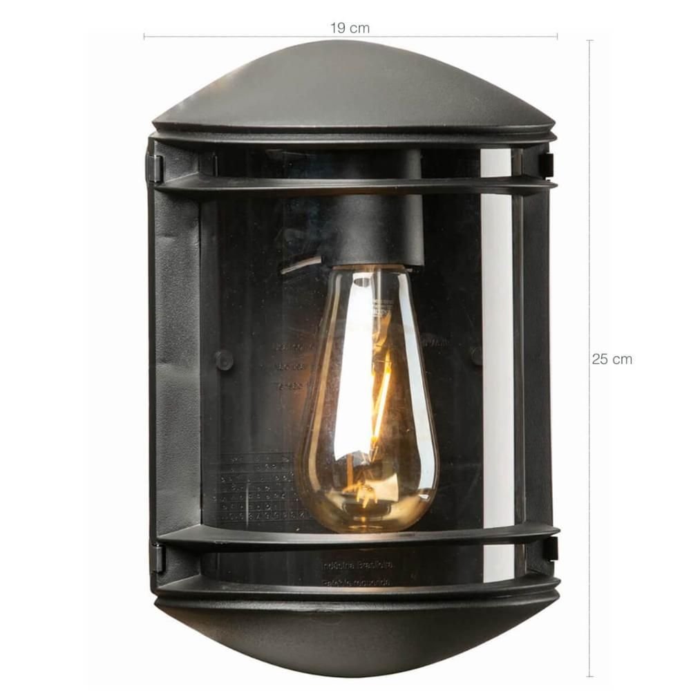 Arandela Bivolt Externa Interna Preta 19x25cm Elegance Lente Transparente - 3