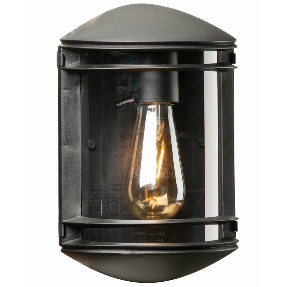 Arandela Bivolt Externa Interna Preta 19x25cm Elegance Lente Transparente - 1