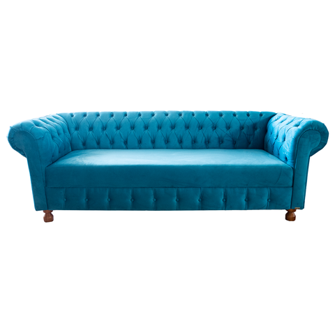 Sofá Chesterfield Capitone Luiz XV Suede Azul Tiffany 1,80M / Decoracao, sala tv, recepçao