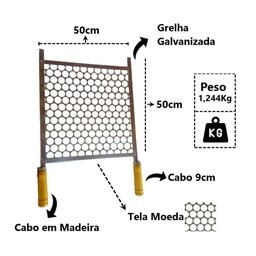 Grelha Galvanizada Tela Moeda para Churrasqueira 50x50cm - 2