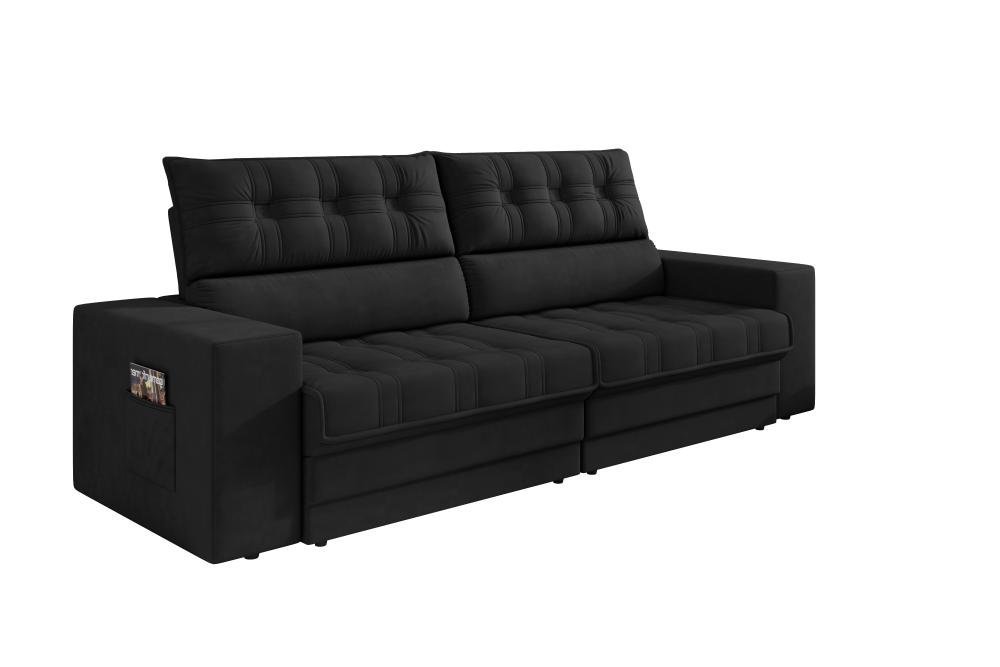 Sofá Oscar Plus 2,30m Retrátil/reclinável Suede Preto - Xflex - 3