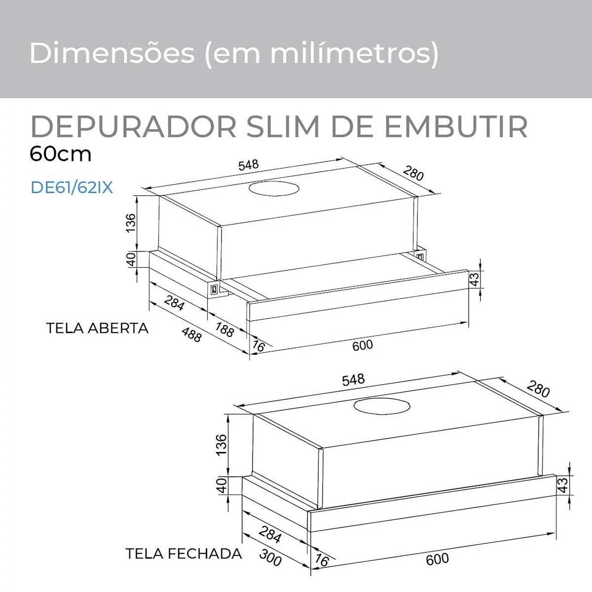 Depurador de Ar Suggar Slim De62ix de Embutir 60cm 220v Inox - 2