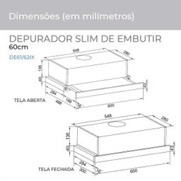 Depurador de Ar Suggar Slim De62ix de Embutir 60cm 220v Inox - 2
