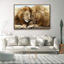 Ver imagem 3 de Quadro Decorativo Leão Carinhoso Moderno Com Moldura e Sem Vidro 100x160