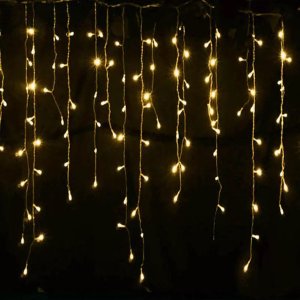 Pisca de Led Cascata - 160l, 4m X 70cm, 8 Modos:amarelo