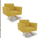 Ver imagem 2 de Poltrona Sala Decorativa Kit 2 Elisa Giratória Castanho Ma30 Veludo Mostarda D03 - D’Rossi