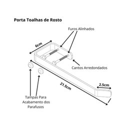 Suporte Porta Toalhas de Rosto Parede Alto Brilho Fs - 6