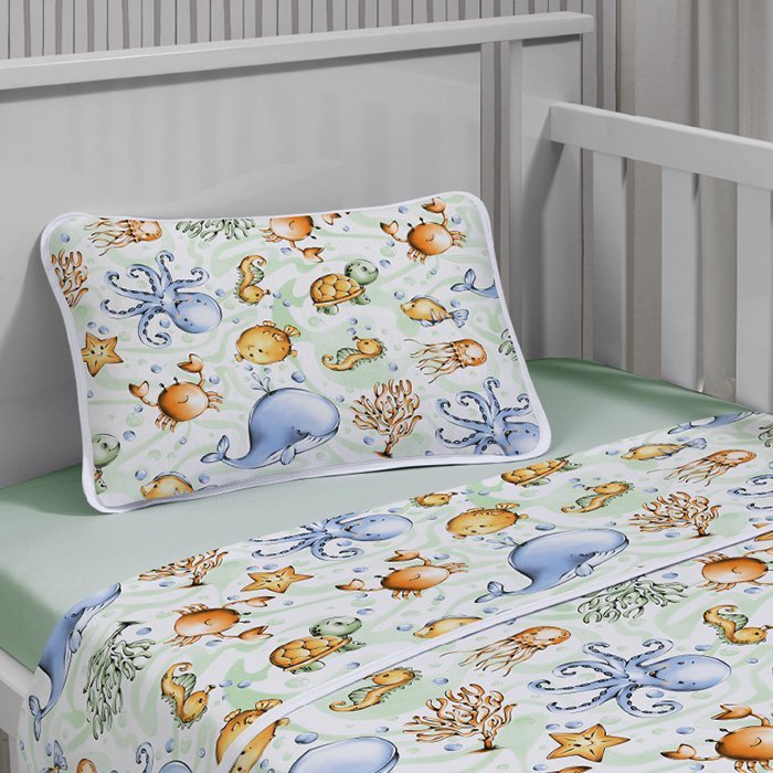 Jogo de Cama Tecebem Baby Malha Estampado Olga 3 Pçs Verde - 2