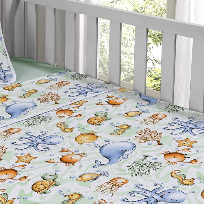 Jogo de Cama Tecebem Baby Malha Estampado Olga 3 Pçs Verde - 3