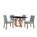 Ver imagem 1 de Conjunto Sala de Jantar Mesa Florença 140x80cm Preto com 4 Cadeiras Dallas Linho Cinza