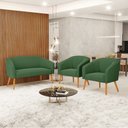 Ver imagem 2 de Kit 01 Namoradeira 02 Lugares e 02 Poltronas Stella Suede Pés Palito Castanho - D’Rossi - Verde