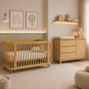 Ver imagem 1 de Berço Evolutivo 2 em 1 Vira Mini Cama e Cômoda Grande - Carvalho Malva