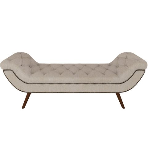 Puff Recamier Decorativo com Tachas 195 cm Santorini P05 Linho Creme - Lyam Decor