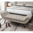 Ver imagem 2 de Puff Recamier Decorativo com Tachas 195 cm Santorini P05 Linho Creme - Lyam Decor