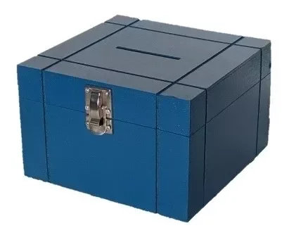 Cofrinho Porta Dinheiro Bau Cofre Caixinha Caixa C/ Cadeado Azul - 5