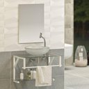 Ver imagem 1 de Gabinete para Banheiro Vidro Glass 80cm com Cuba Branco/cuba Incolor