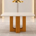 Ver imagem 3 de Mesa de Jantar Sofia 120x80 Canto Copo com Vidro Cinamomo Off White - Leifer