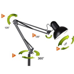 Luminaria Abajur Chao Articulada Metal E27 Iluminaçao Mesa Sofa Sala Estar Quarto Trabalho Estudos D - 5