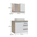 Ver imagem 6 de Conjunto Gabinete Banheiro Prisma 60cm - Gabinete + Cuba + Espelheira - com Vidro Madeirado Branco