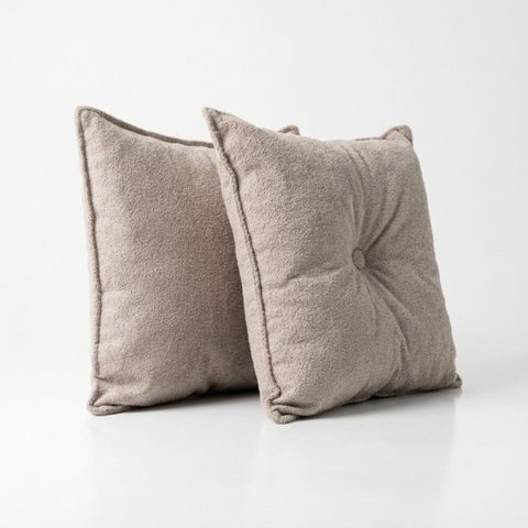 Kit 2 Almofadas Cheia Boucle Decorativa Moderna Elegante Fibra Siliconada Sala Quarto Poltrona Sofa 
