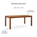 Ver imagem 4 de Mesa de Jantar Retangular 100% Madeira Maciça Nature Marrom/Rústico Escuro